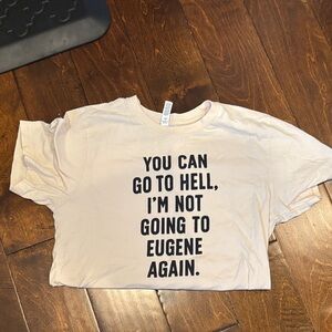 Graphic Beige T-Shirt with Bold Text